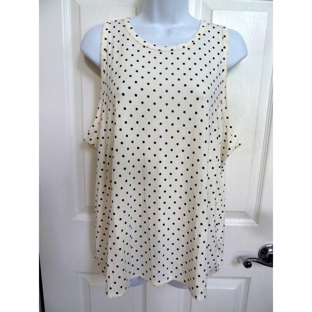 Old Navy Luxe Polka Dot Tank Top XL 16/18 Black White Sleeveless Pullover NWT
